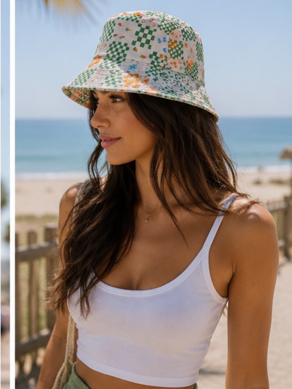 Floral Checkerbucket Hat — Green & Orange Print floral throwback **2 for 20**